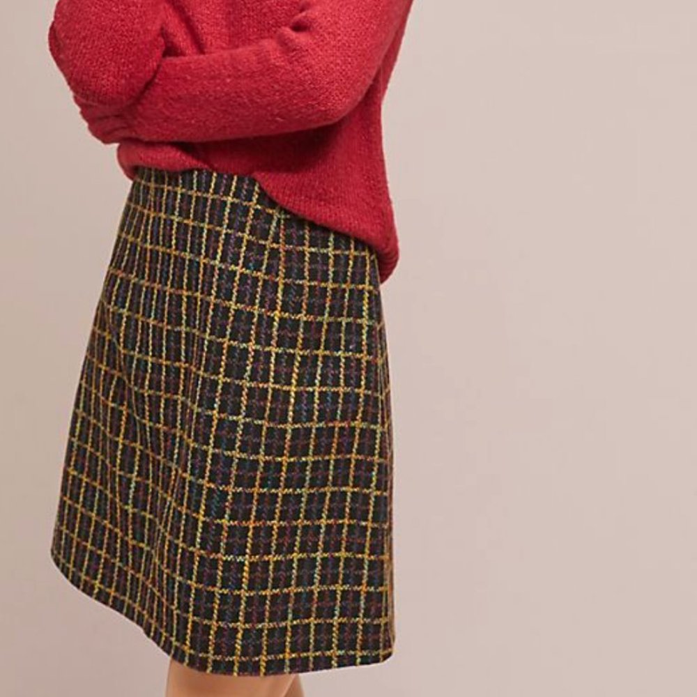Windowpane A-line Mini Skirt